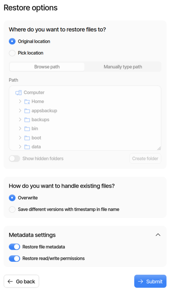 Duplicati Restore
