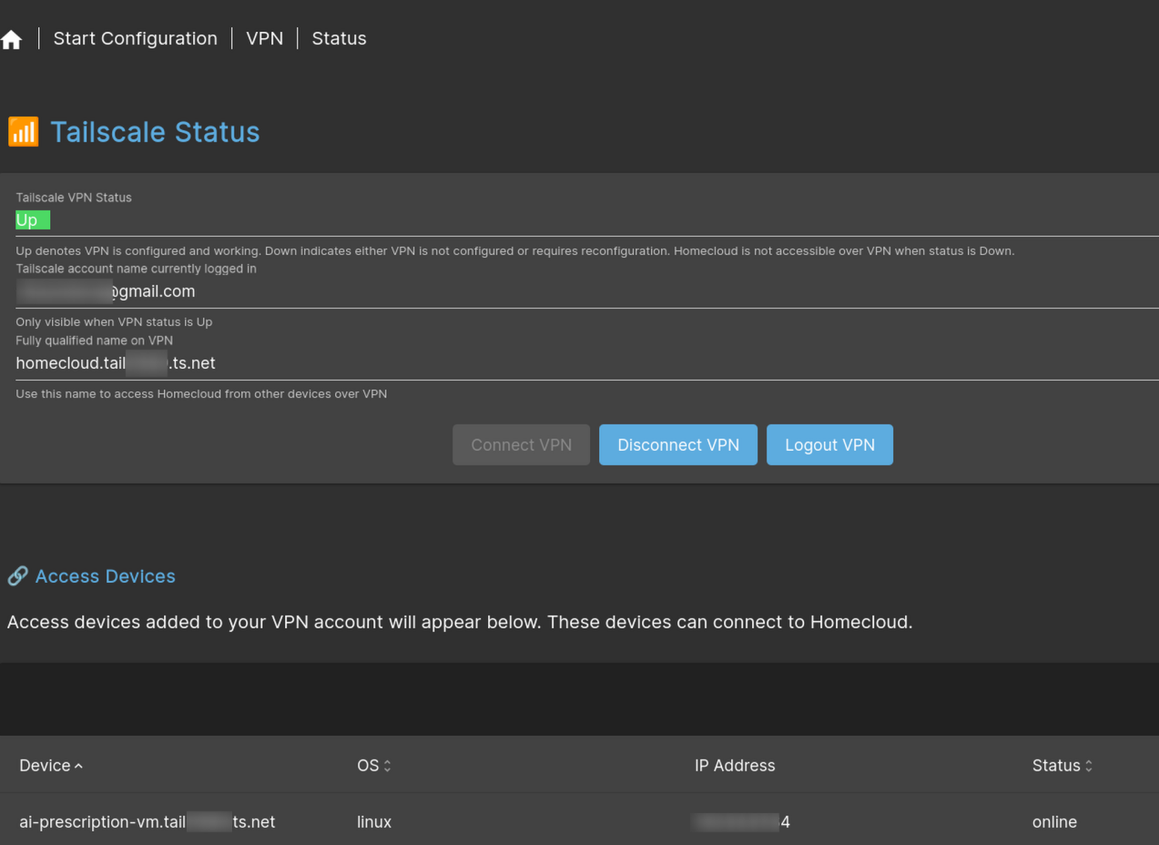 Homecloud VPN Status